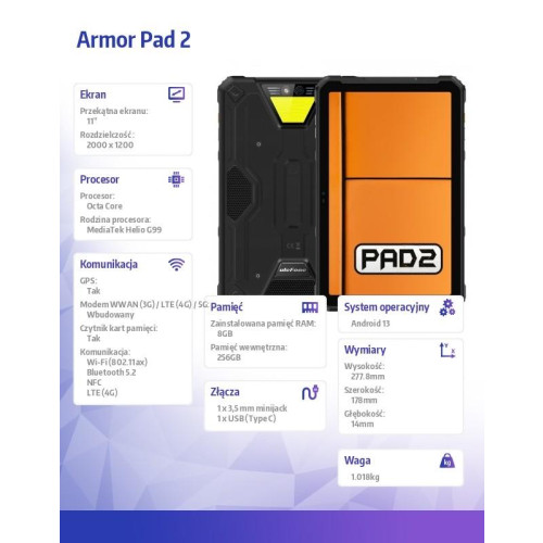 Tablet Armor Pad 2 4G 11 cali 8/256GB Czarny-15935807