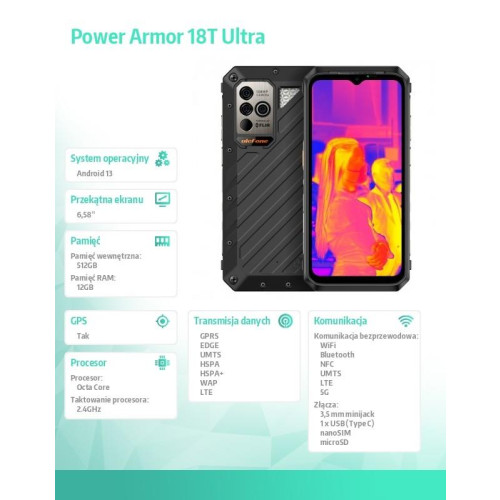 Smartfon Power Armor 18T Ultra 5G 12/512GB IP69K Czarny-15936004