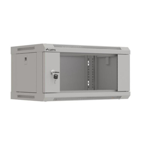 Szafa instalacyjna rack wisząca 19" 4U 540x350 szara drzwi przeszklone ( flat pack)