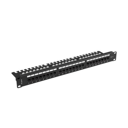 Patch panel 24 porty 1U 19 cali kat.6 UTP z organizerem kablowym, czarny-15936721