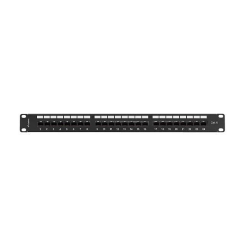 Patch panel 24 porty 1U 19 cali kat.6 UTP z organizerem kablowym, czarny-15936722
