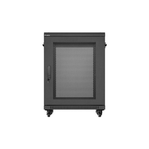 Szafa instalacyjna rack stojąca 19 cali 15U 600x600 drzwi perforowane czarna (Flat pack)-15936753