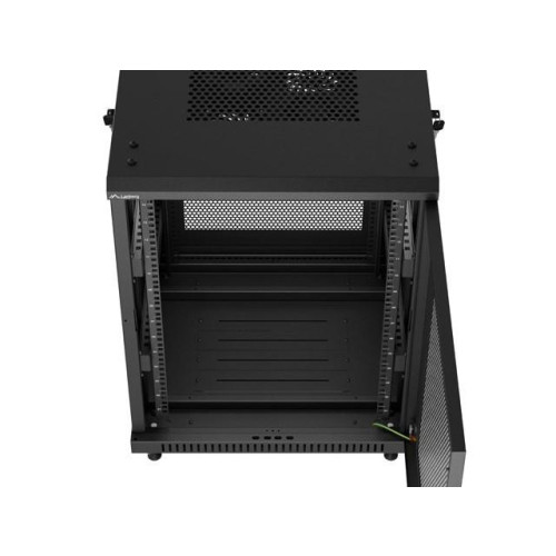 Szafa instalacyjna rack stojąca 19 cali 15U 600x600 drzwi perforowane czarna (Flat pack)-15936761