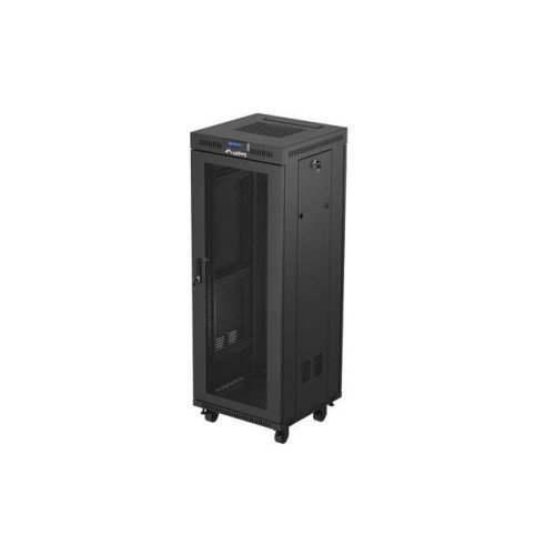 Szafa instalacyjna rack stojąca 19 cali 32U 600x600 drzwi perforowane LCD czarna (Flat pack)