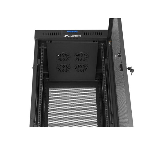 Szafa instalacyjna rack stojąca 19 cali 32U 600x600 drzwi perforowane LCD czarna (Flat pack)-15936772