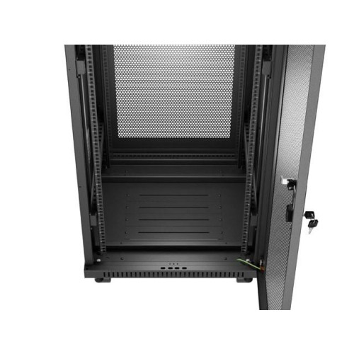Szafa instalacyjna rack stojąca 19 cali 32U 600x600 drzwi perforowane LCD czarna (Flat pack)-15936773