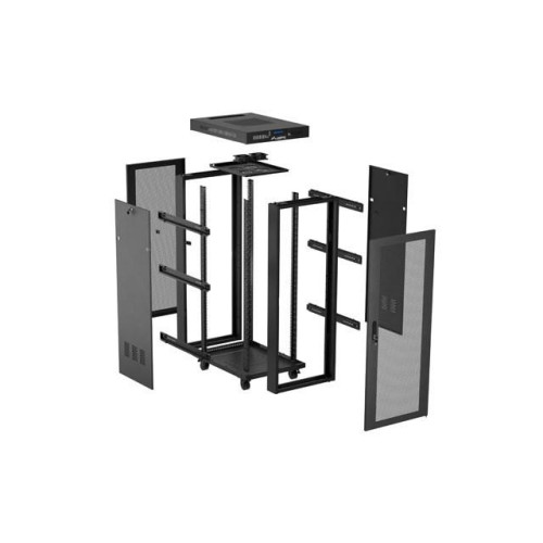 Szafa instalacyjna rack stojąca 19 cali 32U 600x600 drzwi perforowane LCD czarna (Flat pack)-15936776