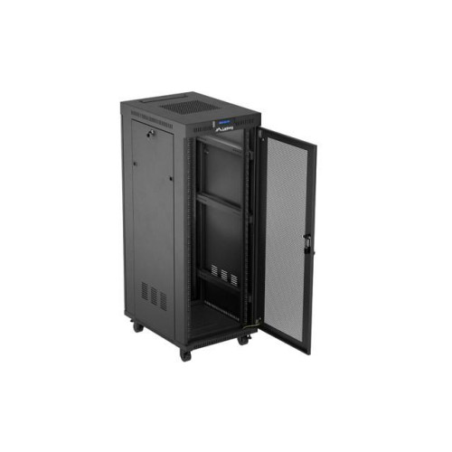 Szafa instalacyjna rack stojąca 19 cali 32U 600x800 drzwi perforowane LCD czarna (Flat pack)-15936781