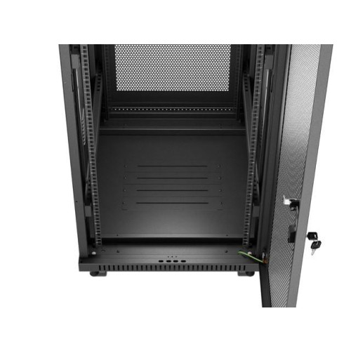 Szafa instalacyjna rack stojąca 19 cali 32U 600x800 drzwi perforowane LCD czarna (Flat pack)-15936786
