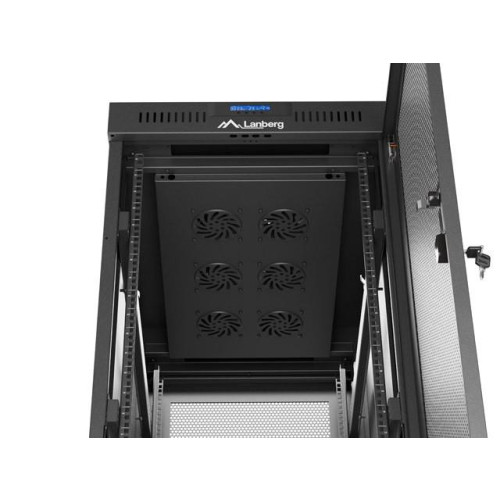 Szafa instalacyjna rack stojąca 19 cali 32U 600x1000 drzwi perforowane LCD czarna (Flat pack)-15936797