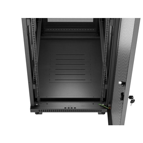 Szafa instalacyjna rack stojąca 19 cali 32U 600x1000 drzwi perforowane LCD czarna (Flat pack)-15936798
