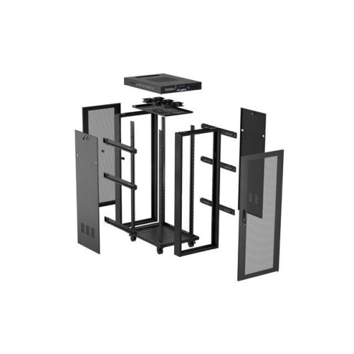 Szafa instalacyjna rack stojąca 19 cali 32U 600x1000 drzwi perforowane LCD czarna (Flat pack)-15936800