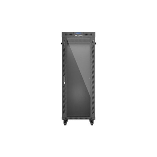 Szafa instalacyjna rack stojąca 19 cali 32U 600x1000 drzwi przeszklone LCD czarna (Flat pack)-15936803