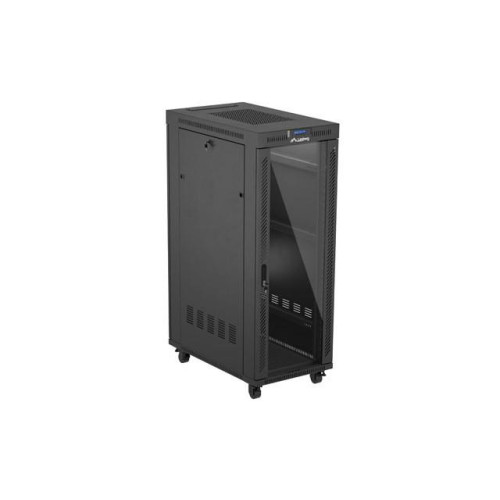 Szafa instalacyjna rack stojąca 19 cali 32U 600x1000 drzwi przeszklone LCD czarna (Flat pack)-15936804