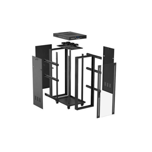 Szafa instalacyjna rack stojąca 19 cali 32U 600x1000 drzwi przeszklone LCD czarna (Flat pack)-15936813