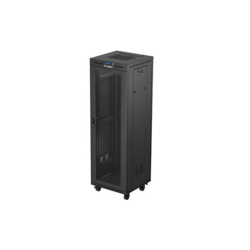 Szafa instalacyjna rack stojąca 19 cali 37U 600x600 drzwi perforowane LCD czarna (Flat pack)