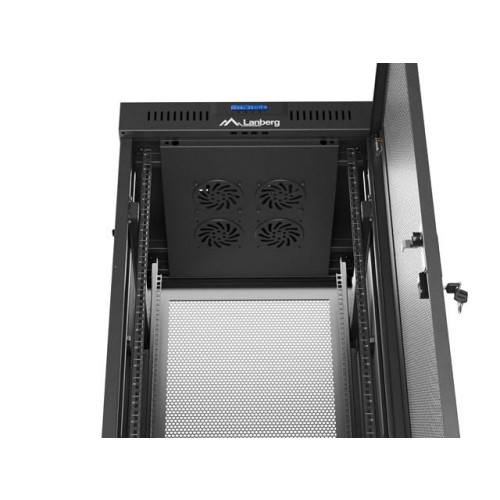 Szafa instalacyjna rack stojąca 19 cali 37U 600x600 drzwi perforowane LCD czarna (Flat pack)-15936823