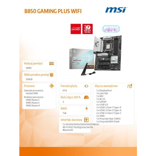 Płyta główna B850 GAMING PLUS WIFI A M5 4DDR5 ATX-15983748
