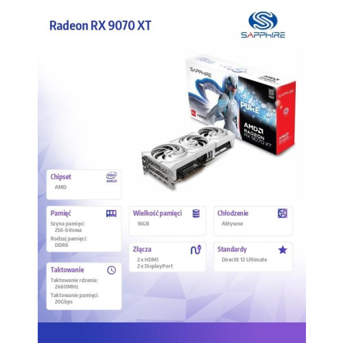 Karta graficzna Radeon RX 9070 XT PURE 16GB OC GDDR6 256bit 2DP/2HDMI-15983752