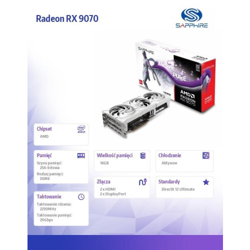 Karta graficzna Radeon RX 9070 PURE 16GB OC GDDR6 256bit 2DP/2HDMI-15983753