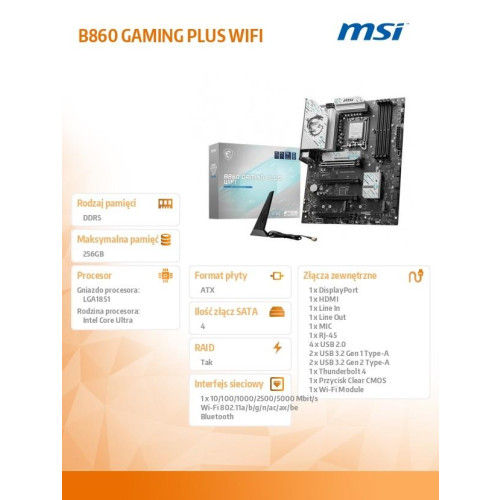 Płyta główna B860 GAMING PLUS WIFI s1851 4DDR5 ATX-15983806