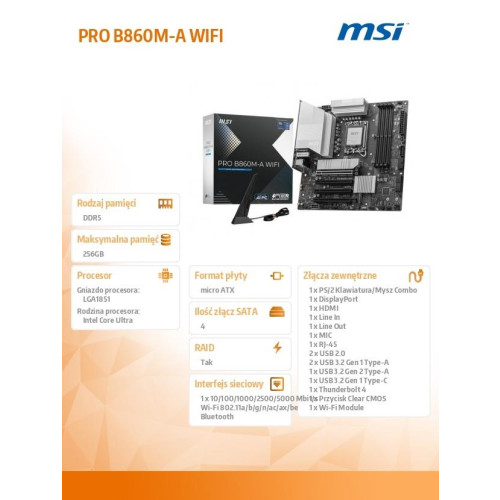 Płyta główna PRO B860M-A WIFI s1851 4DDR5 mATX-15983809