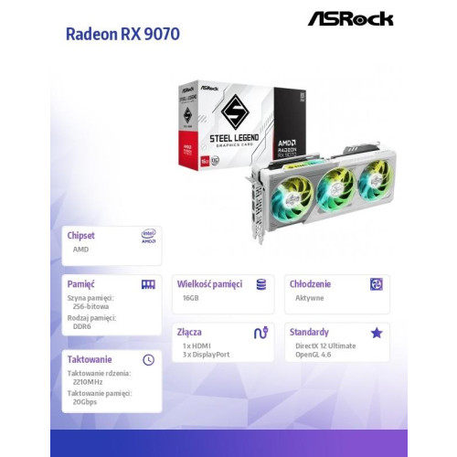 Karta graficzna Radeon RX 9070 Steel Legend 16 GB-15983818