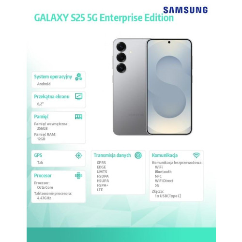 Smartfon GALAXY S25 5G 12/256GB DS Enterprise Edition Srebrny-15983864