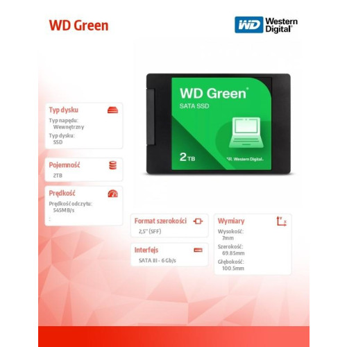 Dysk SSD Green 2TB SATA 2,5 cala WDS200T2G0A-15984013