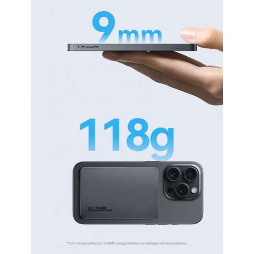 PowerBank 5000mAh 20W Indukcyjny Magsafe PD Fast Charge tytanowy-15984124