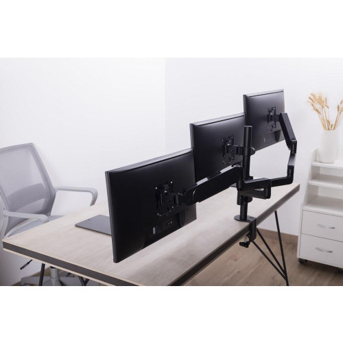 GEMBIRD BIURKOWE REGULOWANE RAMIĘ/UCHWYT NA 3 MONITORY 17-27, VESA 100X100MM, DO 7 KG-16052805