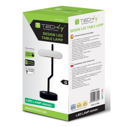 Techly I-LAMP-TABLE2 lampa stołowa Niewymienialne źródło światła 2 W LED Czarny, Biały-16063251