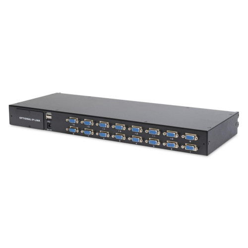Digitus Konsola modułowa z monitorem TFT o przekątnej 19” (48,3 cm), 16-portowym przełącznikiem KVM & touchpadem, 