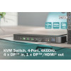 Przełącznik KVM, 4 portowy, 4K 60Hz, 4x DP IN, 1x DP OUT, 1x HDMI OUT, 2x USB A, 1x Audio IN&OUT-16392057