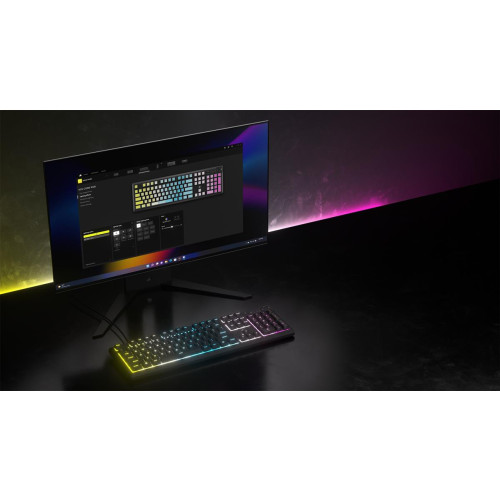 Klawiatura do gier Corsair Gaming K55 Core RGB, pełnowymiarowa (100%), gumowa kopułka - szara, ISO (DE)-16326824