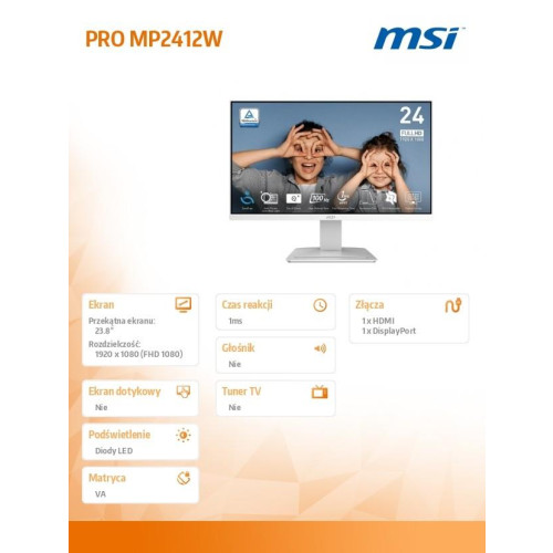 Monitor PRO MP2412W 23.8 cala LED/FHD/Flat/100Hz/Biały-16389277