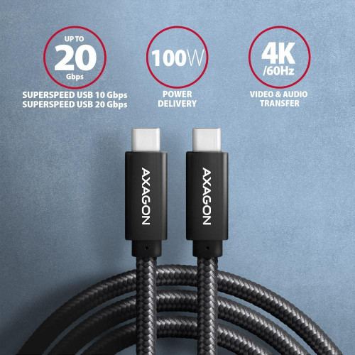 BUCM32-CM05AB Kabel USB-C - USB-C 3.2 Gen 2 0.5m, PD 100W, 5A, 4K HD, ALU, oplot, czarny-16389953