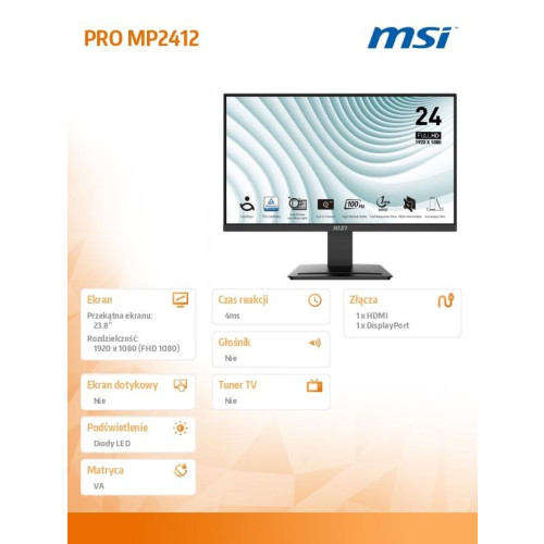Monitor 23.8 cala PRO MP2412 LED/FHD/Flat/100Hz/czarny-16390205