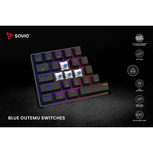 Klawiatura mechaniczna BLACKOUT X2 OUTEMU Blue, Hot Swap-16391093