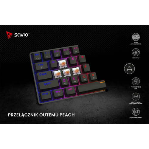 Klawiatura mechaniczna BLACKOUT X2 OUTEMU Peach Silent, Hot Swap-16391130