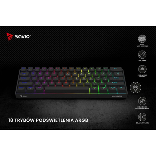 Klawiatura mechaniczna BLACKOUT X2 OUTEMU Red, Hot Swap-16391153