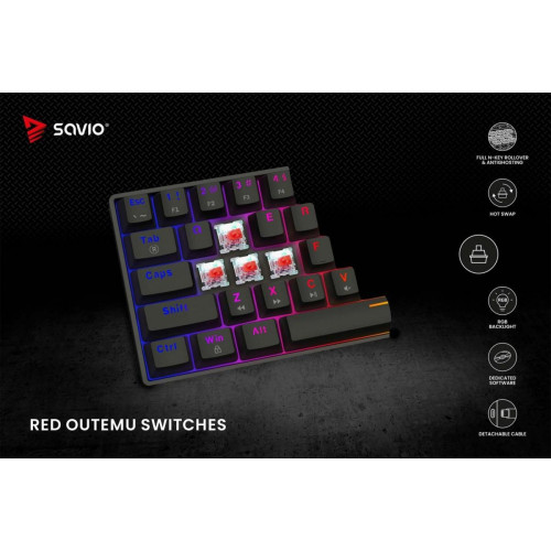 Klawiatura mechaniczna BLACKOUT X2 OUTEMU Red, Hot Swap-16391159