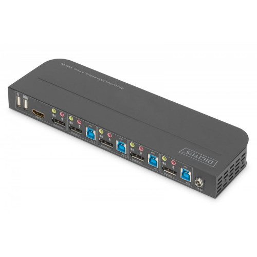 Przełącznik KVM, 4 portowy, 4K 60Hz, 4x DP IN, 1x DP OUT, 1x HDMI OUT, 2x USB A, 1x Audio IN&OUT-16392054