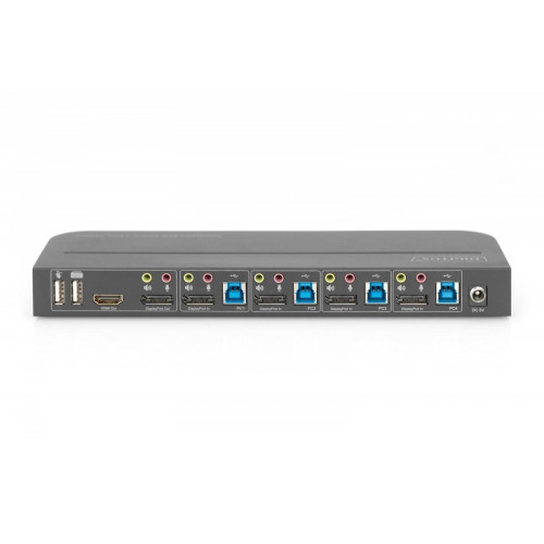 Przełącznik KVM, 4 portowy, 4K 60Hz, 4x DP IN, 1x DP OUT, 1x HDMI OUT, 2x USB A, 1x Audio IN&OUT-16392056
