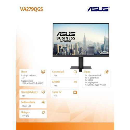 Monitor 27 cali VA279QGS IPS FHD 120Hz HDMI VGA-16393406