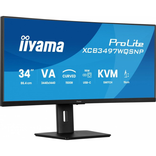 Monitor 34 cali XCB3497WQSNP-B1 VA,UWQHD,1500R,USB-cDock,KVM,95W, 2xHDMI, 1xDP, RJ45,2x5W,21:9 /5y/-16394658