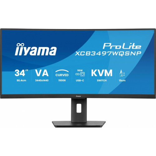 Monitor 34 cali XCB3497WQSNP-B1 VA,UWQHD,1500R,USB-cDock,KVM,95W, 2xHDMI, 1xDP, RJ45,2x5W,21:9 /5y/-16394666