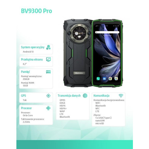 Smartfon BV9300 Pro 15080 mAh 12/256GB zielony-16394731