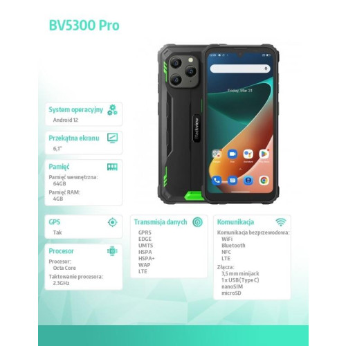 Smartfon BV5300 PRO 4/64GB 6580h zielony-16394788