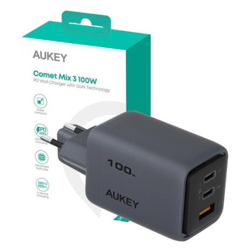 PA-C5 ładowarka sieciowa 3xUSB (2xUSB-C i 1xUSB-A) 100W 5A QC5.0 PD3.0 AFC PPS FCP SCP